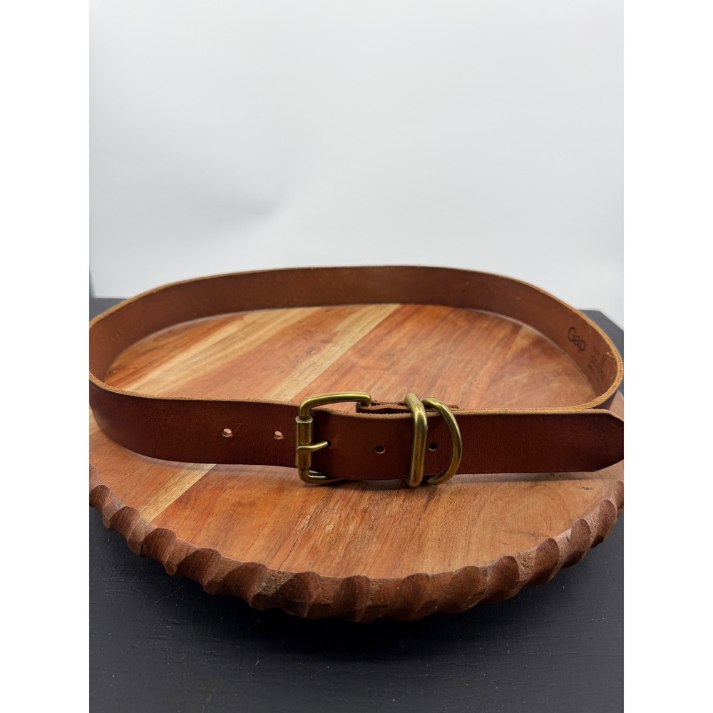 Gap Genuine Leather Belt Women Size M Brown Brass Buckle Classic Casual RN54023